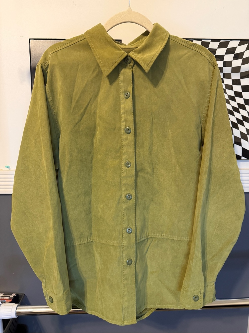 goodclothes olive green long sleeve button down blouse